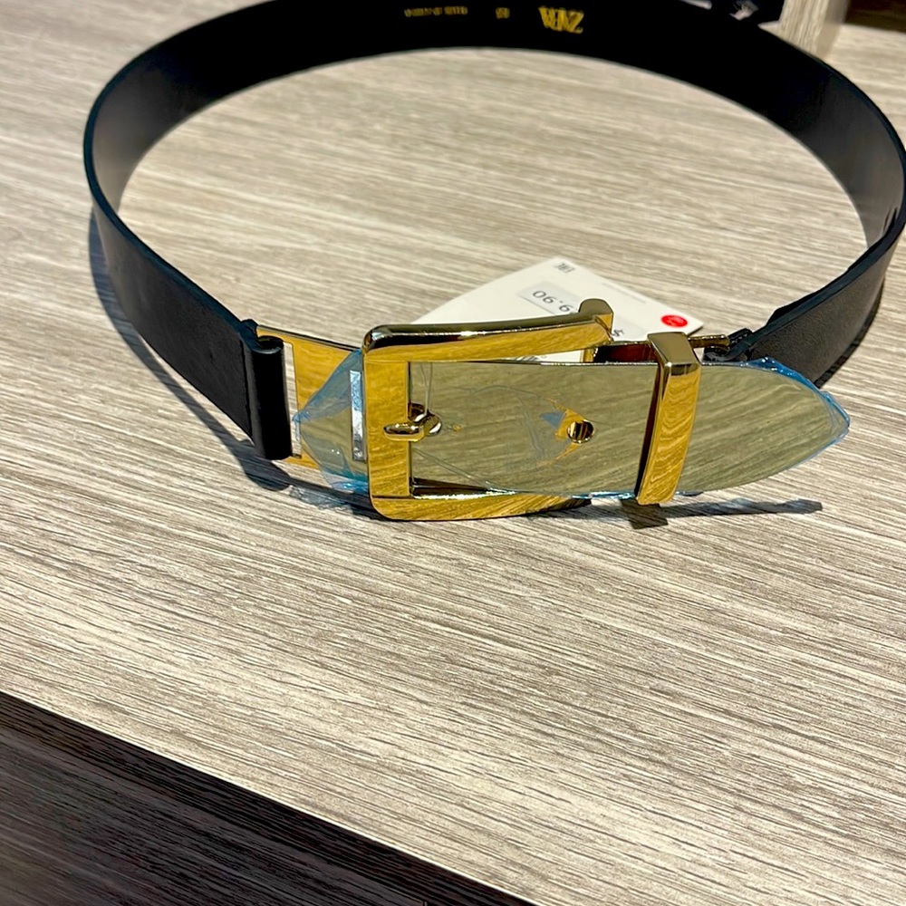 Zara Black Belt with Gold Buckle
